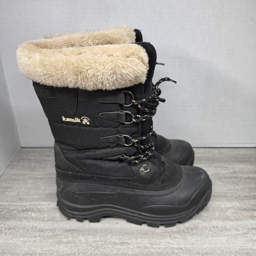 Kamik Onyx Women 9 Black Waterproof Winter Snow Boots Faux Fur ONX12113-BLK